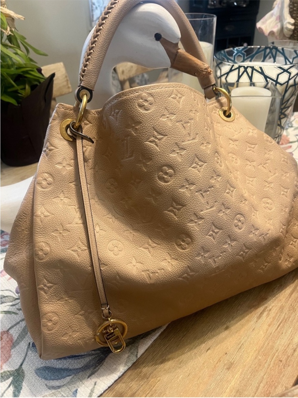 Louis Vuitton Beige Embossed Monogram Shoulder Bag - Picture 2 of 3